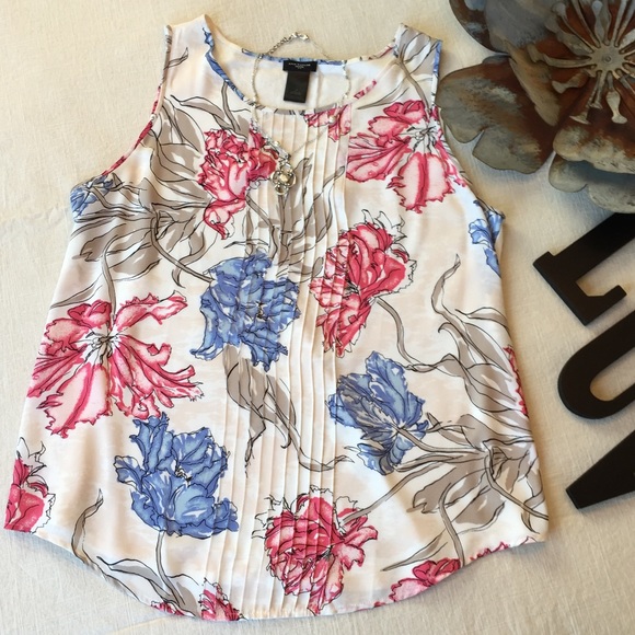 🌺ANN TAYLOR PETITE Floral Sleeveless Top LP - Picture 2 of 5